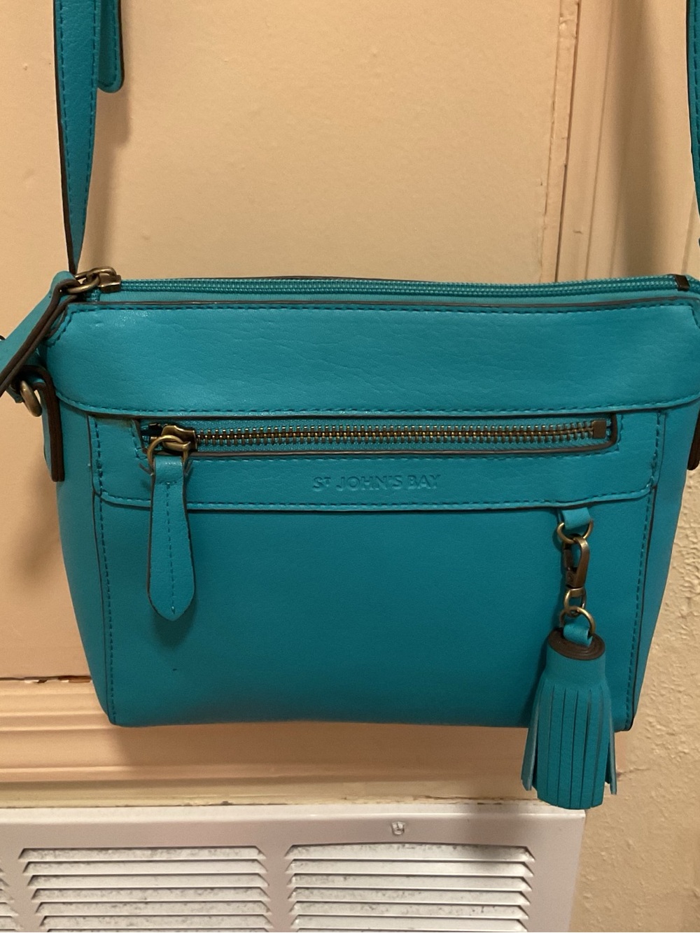 St. John's Bay Turquoise Crossbody with Tassel Accent